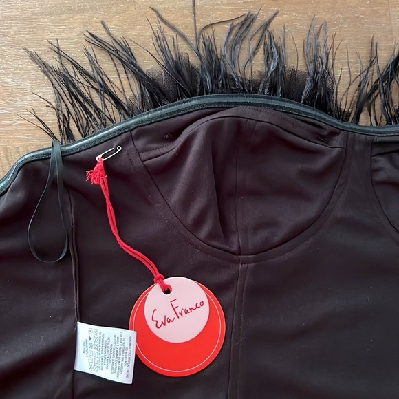 Eva Franco Strapless Tulle Corset Top Feathers Black NWT - Picture 13 of 16